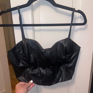 Black leather corset